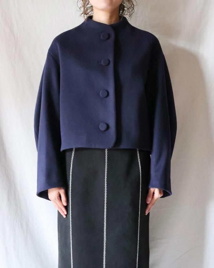 Mame Kurogouchi：Wool Melton Short Cort - NAVY - ORANN ONLINE SHOP