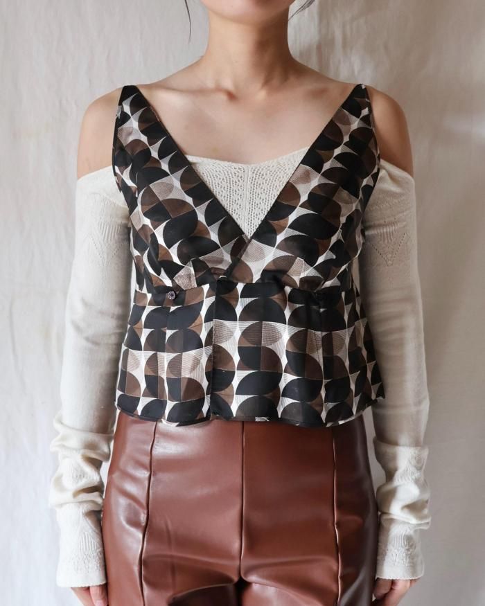 FUMIKA UCHIDA： GEOMETRIC PATTERN PRINTED CAMISOLE - GEOMETRIC