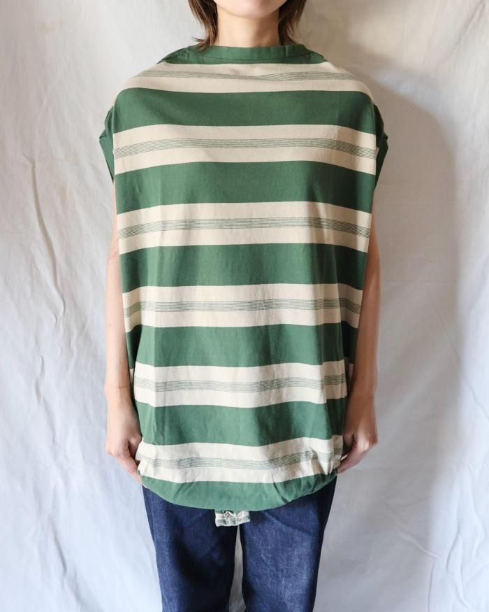 FUMIKA UCHIDA： COTTON JERSEY BALLOON BODYSUIT - BEIGE/GREEN