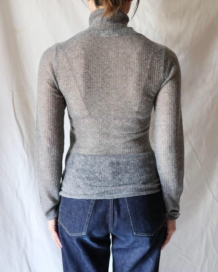 FUMIKA UCHIDA： GAUZE TTL-NECK SWEATER - LIGHT GREY - ORANN ONLINE