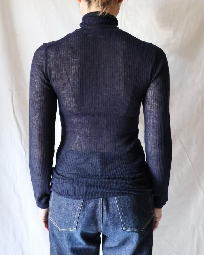 FUMIKA UCHIDA： GAUZE TTL-NECK SWEATER - NAVY - ORANN ONLINE SHOP