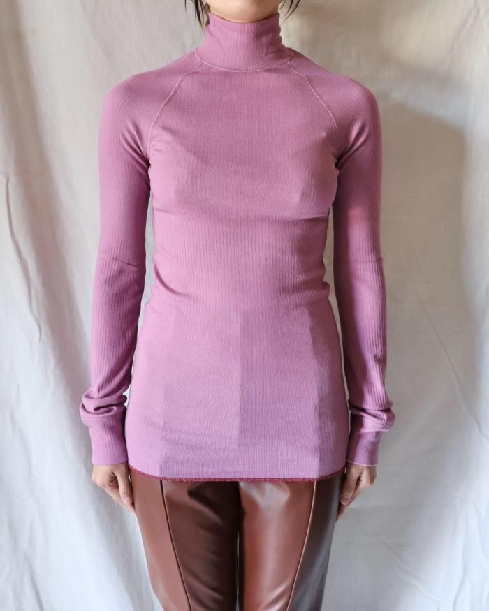 FUMIKA UCHIDA： NEEDLE DRAWING TTL NECK UNDERWEAR - PINK - ORANN