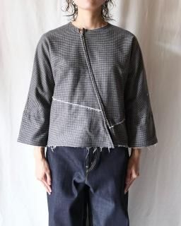 pelleq :HOUNDSTOOTH DIAGONAL SHIRTS - GREY
