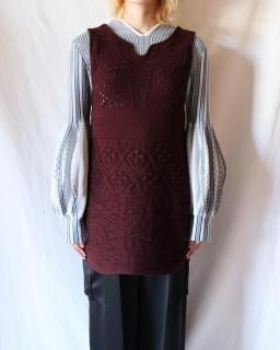 Mame KurogouchiMulti Pattern Low Gauge Knitted Sleeveless Top - BORDEAUX
