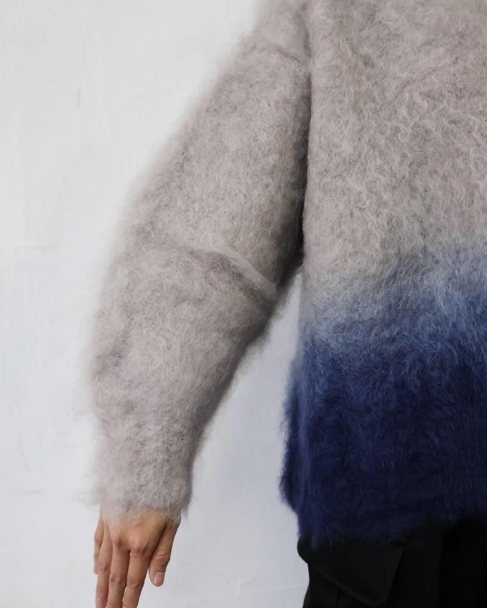 Mame Kurogouchi：Fur Knitted High Neck Top - GREY - ORANN