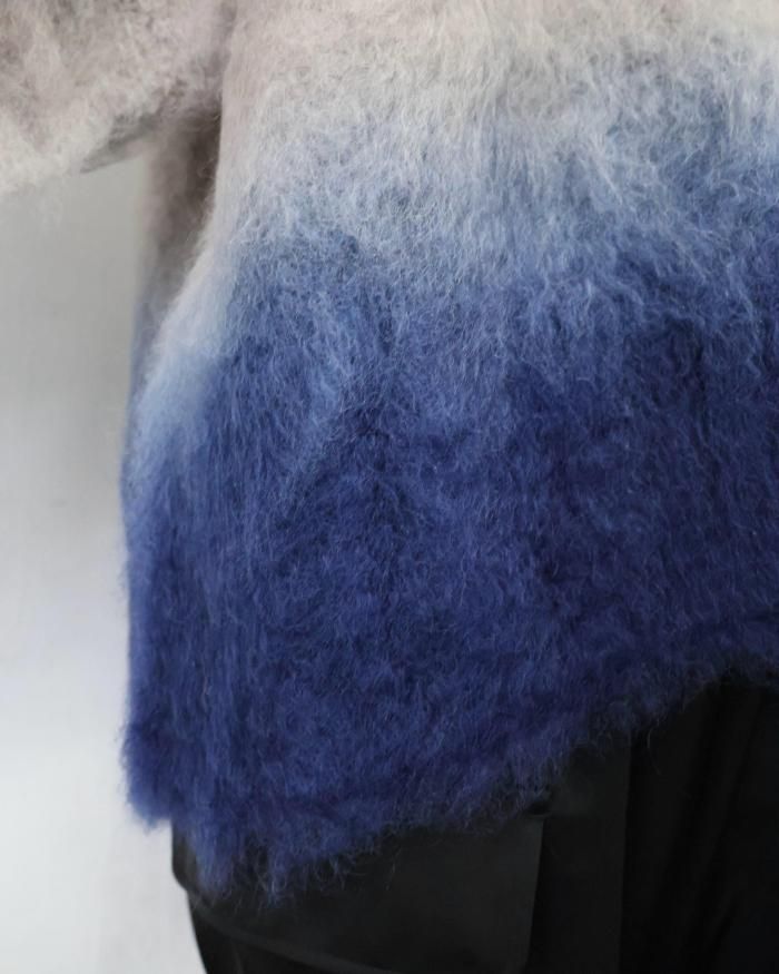 Mame Kurogouchi：Fur Knitted High Neck Top - GREY - ORANN