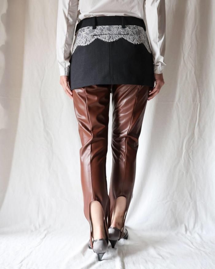 FUMIKA UCHIDA： SUITING LACE WAIST MINI SKIRT - CHL/WHITE