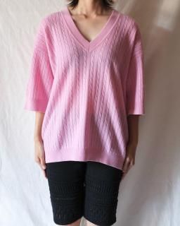 y YOCable Half Sleeve Knit - PINK
