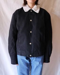 AriesSherpa Denim Car Coat - BLACK