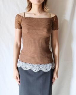 FUMIKA UCHIDARIB OFF-SHOULDER UNDERWEAR - BROWN
