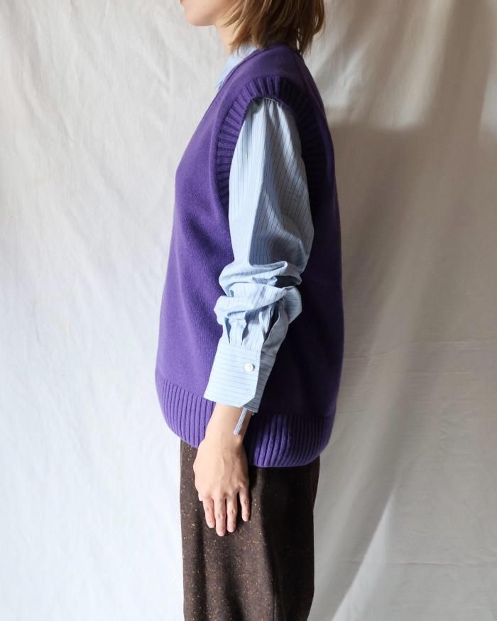 Ernie Palo：V-NECK KNIT VEST - PURPLE - ORANN ONLINE SHOP