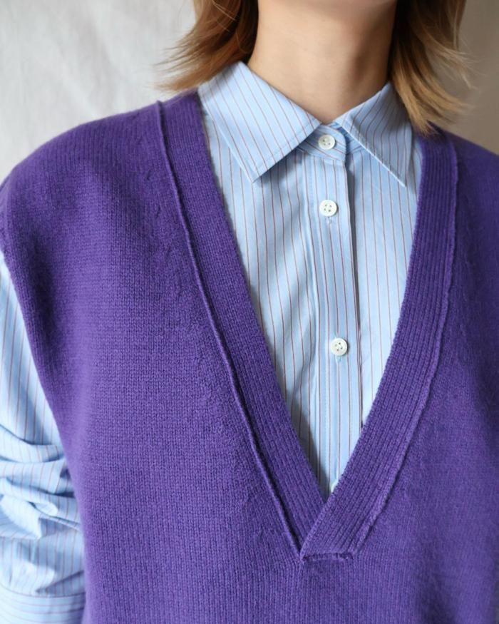 Ernie Palo：V-NECK KNIT VEST - PURPLE - ORANN ONLINE SHOP
