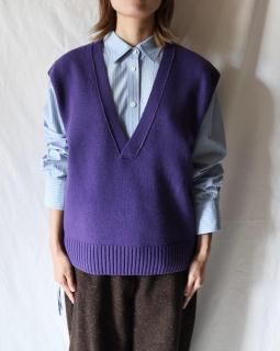 Ernie PaloV-NECK KNIT VEST - PURPLE