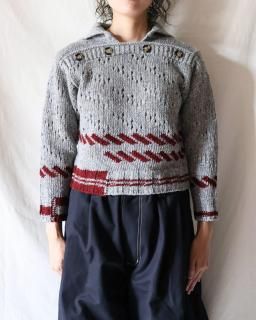 Meryll RoggeSHRUNKEN SAILOR SWEATER - SILVER / BURGUNDY