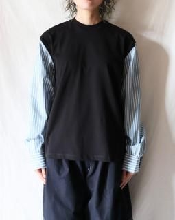 Meryll RoggeT-SHIRT WITH SHIRTING SLEEVES - BLACK / GREEN