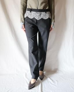 FUMIKA UCHIDASUITING LACE WAIST PANTS - CHL/WHITE