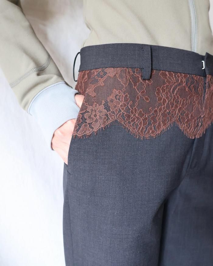 FUMIKA UCHIDA： SUITING LACE WAIST PANTS - CHL/BROWN - ORANN