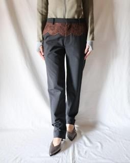 FUMIKA UCHIDASUITING LACE WAIST PANTS - CHL/BROWN