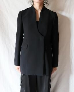 Mame KurogouchiAcetate Polyester Collarless Double Breasted Suit Jacket - BLACK