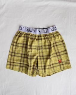 AriesOverdyed Classic Plaid Boxer Shorts - YELLOW