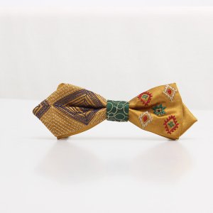 【mens】 刺繍の蝶ネクタイ ネイティブスクエア 琥珀 AGEHA tie