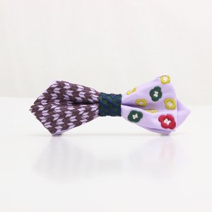刺繍の蝶ネクタイ 恋する和の文様 ふじ紫 AGEHA tie