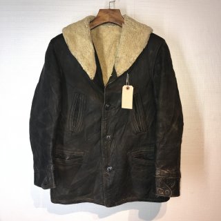 40'S Leather Car Coat Jacket 
