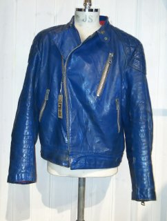 MADE IN ENGLAND Blue Double Leather Jacket Monza Type 