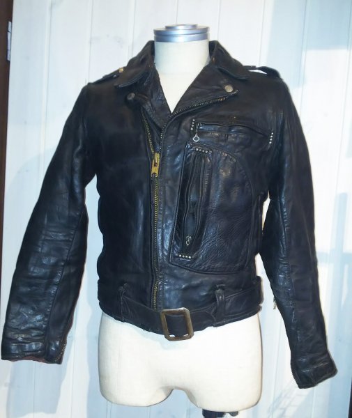 50's Harley Davidson Riders Leather Jacket Cycle Champ - neon-leather