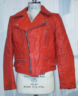 80's Red Double Leather Jacket