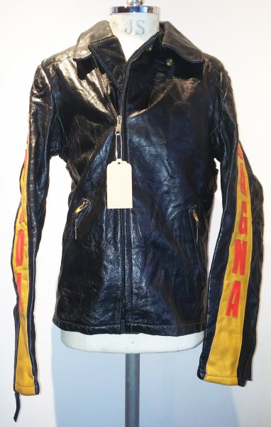 70's MADE IN CANADA TREEN CUSTOM LEATHERS riders jacket - neon-leather