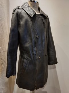80's French Army Motorcycle Leather Coat