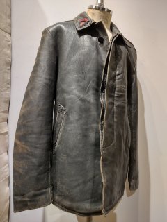 50's  French Fire Fighter Leather Coat