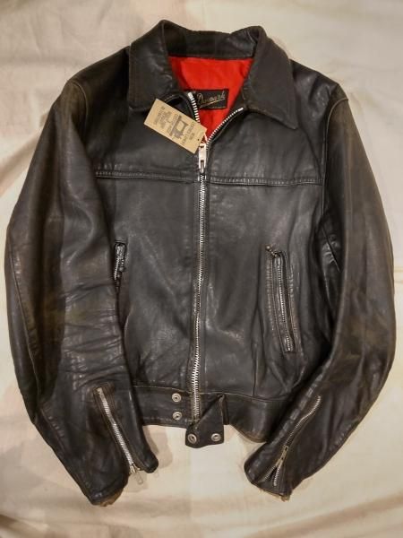 70's Danpark Single Riders Leather Jacket - neon-leather