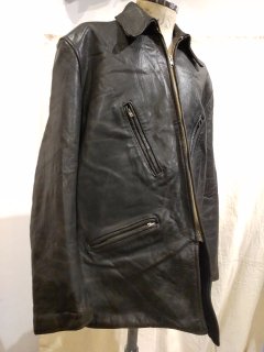 50~60s MADE IN ENGLAND Leather Car Coat Jacket 