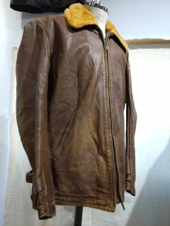 50~60's German HAELSON Leather Car Coat Jacket 