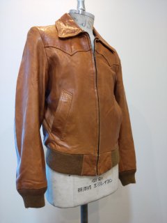 70's WILLIAM BARRY Rib Leather Jacket