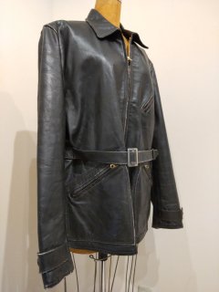 60s Country life Leather Car Coat Jacket
