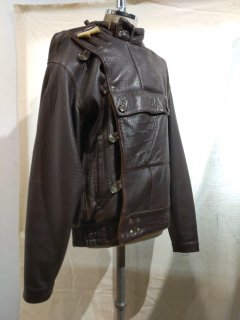 80's Swedish Military Black Leather Motorcycle Jacket Pepro