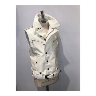 NEON Biker Leather Vest (WHITE)