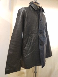 French Fire Fighter Leather Coat