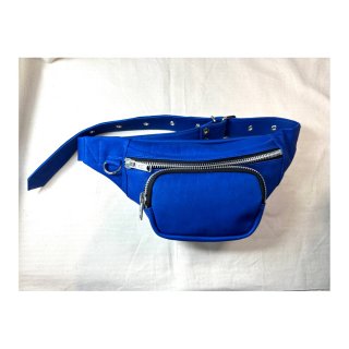 Leather waist pouch （ALBERT ZIP）blue