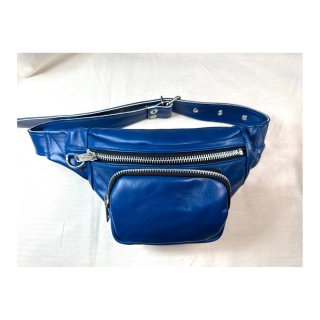 Leather waist pouch （ALBERT ZIP）blue2
