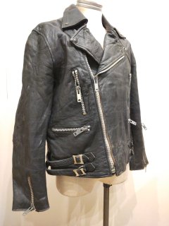 80's CROWN Double Riders Leather Jacket LIGHTNING Type 
