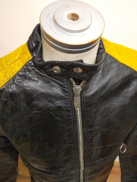 70's MADE IN CANADA DROSPO riders jacket - neon-leather