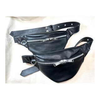 Leather waist pouch （DOUBLE ALBERT ZIP）