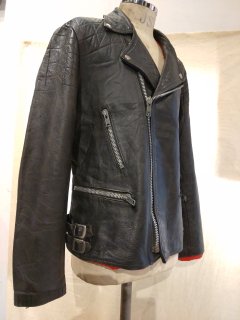 80's Sheepskin Pated Double Riders Leather Jacket LIGHTNING Type