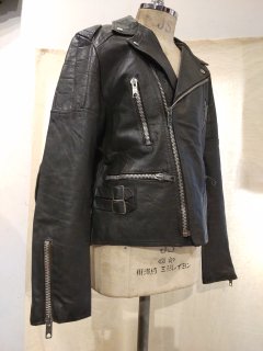 80's Double Riders Leather Jacket LIGHTNING Type