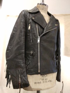 80's Fringe Double Riders Leather Jacket LIGHTNING Type 