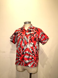 旭日旗×漢字 open-collar shirt 